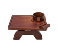 Oreilet Vassoio Braccioli per Divano in Legno, Tavolino Braccioli Divano con Portabicchieri, Supporto Telefono, Vassoi per Divani con Clip per Snack, Bevande, Telecomando (BROWN)