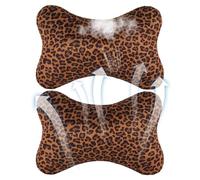 Oreiller Genérique De Cou De Voiture - 2 Pièces | Coussins Automobiles À Stampa Léopard | Oreillers D'appui-tête Doux Avec Sangle Réglable Pour Adultes, Confort Des Passagers, Conduite, Déplacements