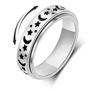 OreilleStar Anello ansia per le donne Fidget Ring Articoli per alleviare l'ansia Anelli Spinner per l'ansia Argento Luna Stella Fidget Anelli per l'ansia per le donne Anello a fascia ansia