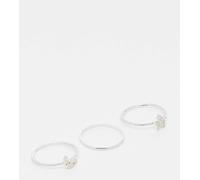 Orelia - Confezione da 3 anelli impilabili in argento sterling con design celestiale S-M