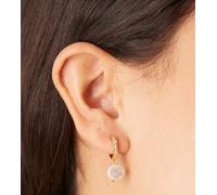 Orelia - Orecchini a cerchio placcati oro 18 k con pavé e pendente in perla sintetica No Size