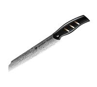 OREMAKE Coltello da pane seghettato da 8" in Damasco realizzato in acciaio inossidabile giapponese AUS-10 - Coltello da cucina professionale a 45 strati con lama estremamente affilata e manico G10