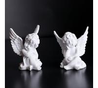 orenm Confezione da 2 Statuette in Resina a forma di angelo,Statua Commemorativa da Giardino, Figura Decorativa Angeli per interni ed esterni,Graziosa e adorabile statua angioletto (Bianco)