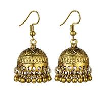 Orero di nappe della campana indiana boho antichi gocce etniche perline sospese deroga bohémien gypsy tradizionale tempio tradizionale jhumka jhumki orecchini per donne regali di gioielli di bollywood