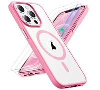 ORETECH Magnetica Cover per iPhone 12 Pro Max [Compatibile con MagSafe]con[2 Vetro Temperato],Custodia Protettiva Antiurto Protezione Militare iPhone 12 Pro Max Cover, Rosa Chiaro