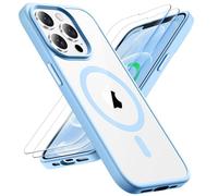 ORETECH Magnetica Cover per iPhone 12 Pro Max [Compatibile con MagSafe]con[2 Vetro Temperato],Custodia Protettiva Antiurto Protezione Militare iPhone 12 Pro Max Cover, Blu Sierra