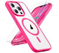 ORETECH Magnetica Cover per iPhone 13 Pro Max [Compatibile con MagSafe]con[2 Vetro Temperato],Custodia Protettiva Antiurto Protezione Militare Custodia iPhone 13 Pro Max,Rosa Caldo