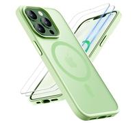 ORETECH Magnetica Cover per iPhone 13 Pro Max [Compatibile con MagSafe]con [2 Vetro Temperato],Custodia Traslucida Opaca Protettiva Antiurto Protezione Militare iPhone 13 Pro Max Cover,Ciano Chiaro