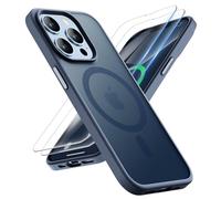 ORETECH Magnetica Cover per iPhone 13 Pro Max [Compatibile con MagSafe]con [2 Vetro Temperato],Custodia Traslucida Opaca Protettiva Antiurto Protezione Militare iPhone 13 Pro Max Cover,Blu Navy