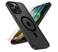 ORETECH Magnetica Cover per iPhone 13 Pro Max [Compatibile con MagSafe]con[2 Vetro Temperato],Custodia Traslucida Opaca Protettiva Antiurto Protezione Militare iPhone 13 Pro Max Cover, Nero
