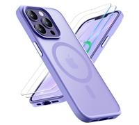 ORETECH Magnetica Cover per iPhone 13 Pro Max [Compatibile con MagSafe]con [2 Vetro Temperato],Custodia Traslucida Opaca Protettiva Antiurto Protezione Militare iPhone 13 Pro Max Cover, Viola Chiaro