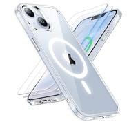 ORETECH Magnetica Cover per iPhone 14, Cover iPhone 13 [Compatibile con MagSafe] con 2X Vetro Temperato per Cellulare Protettiva Antiurto Protezione Militare Custodia per iPhone 14/13,Trasparente