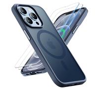 ORETECH Magnetica Opaca Cover per iPhone 12 Pro Max[Compatibile con MagSafe]con[2 Vetro Temperato],Custodia Protettiva Antiurto Protezione Militare iPhone 12 Pro Max Cover,Blu Navy