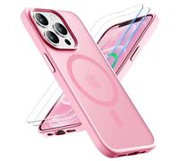 ORETECH Magnetica Opaca Cover per iPhone 12 Pro Max [Compatibile con MagSafe]con[2 Vetro Temperato],Custodia Protettiva Antiurto Protezione Militare iPhone 12 Pro Max Cover,Rosa Chiaro