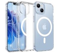 ORETECH Magnetica Opaca Cover per iPhone 14,Custodia iPhone 13 con 2X Vetro Temperato per Cellulare Protettiva Antiurto Protezione Militare Custodia per iPhone 14/13-Trasparente