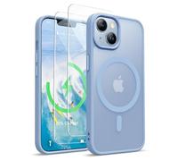 ORETECH Magnetica Opaca Cover per iPhone 14,Custodia iPhone 13 con 2X Vetro Temperato per Cellulare Protettiva Antiurto Protezione Militare Custodia per iPhone 14/13-Blu Sierra