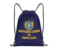 OREURUIK Bandiera dell'Ucraina Tridente Ucraino Tryzub Zaino con Coulisse Sport Borsa da Palestra Resistente all'Acqua String Sackpack per Yoga