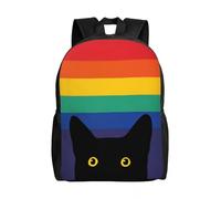 OREURUIK Personalizzato Peeking Cat in Rainbow Circle Backpack Uomini Donne Scuola Studenti Universitari Bookbag Si Adatta a 15 Pollici Laptop LGBT Gay Pride Borse