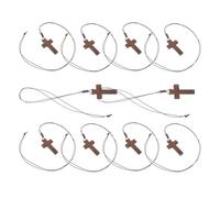 ORFOFE 10 Pezzi Collana Croce in Legno Unisex Gioiello Religioso Ipoallergenico per Donna e Uomo Pendente Sacro per Battesimo Natale e Cerimonie