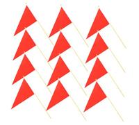 ORFOFE 12 Bandiere Triangolari Per Prato - Bandiere Di Segnalazione Per Cantiere, Sicurezza, Addestramento Cani, Irrigazione Del Paesaggio, Marcatore Esterno, Rosso