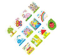 ORFOFE 12 Kit DIY Pittura con Bottoni per Ragazzi Ragazze Materiali Manuali Ecologici per Attività Creative e Decorazione con Design Cartoon Educativo Incollaggio Te
