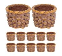 ORFOFE 12 Pezzi Mini Cesti Intrecciati in Rattan Imitazione Cestini Miniatura Fatti Mano per Decorazioni Casa delle Bambole Fiori e Giardini Fatati Accessori Leggeri per Artigianato DIY