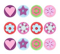 ORFOFE 12 Pezzi Timbri Autoinchiostranti per Pittura e Disegno Doppio in Eva Timbri Rotondi Creativi per Strumenti Educativi per Scuola e Feste Colori Casuali Colore Colore Casuale