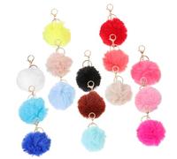 ORFOFE 15 Portachiavi Fluffy Pompom Pallina Pelosa per Borse Zaini Valigie Ciondolo Decorativo per Ragazze Bambine Accessorio Soffice e