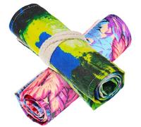 ORFOFE 2 Pezzi Astucci Portamatite Arrotolabili in Tela con Stampa Foglia d Acero Custodia Rotolo per Matite con Fasce Elastiche Organizer Scuola e Colori Vivaci Multi Scomparti