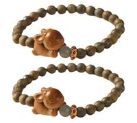 ORFOFE 2 Pezzi Braccialetti Sandalo con Charm Coniglio Kawaii Bracciale Elastico Uomo Donna con Perline Fortunate per Pasqua Capodanno Feng Shui Natale
