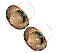 ORFOFE 2 Pezzi Mini Sombrero Messicano in Paglia Fasce per Capelli con Piccoli Cappelli Messicani Accessori Colorati per Feste Tema Messicano e Compleanni