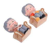 ORFOFE 2 Pezzi Statuette Coppia Anziani in Resina Decorazione Torta Anniversario Matrimonio Miniatura Statuina Nonni per Festa e Regalo