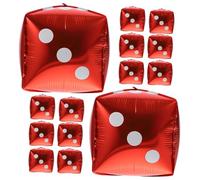 ORFOFE 20 pezzi Palloncini di Alluminio Forma di Dado per Feste Tema Decorazioni Eleganti per Compleanni e Matrimoni Palloncini a Forma di Poliedro in Color Rosso