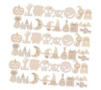 ORFOFE 200 Pezzi Decorazioni in Legno Grezzo di Halloween per Sagome Zucca e Teschio da Dipingere Tag Pendenti Artigianali in Legno Non Finito per Lavoretti e Addobbi Autunnali