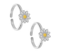 ORFOFE 2pezzi Anelli di Metallo Regolabili in Rame Design Margherita Anello Rotante ad Alta Velocità Gioiello Floreale Vintage per Dita come Giocattolo da Scrivania o Accessori Unici