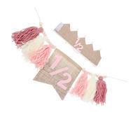 ORFOFE 2pezzi Striscione Boho Perline di Legno per Seggiolone Decorazione per Compleanno di Sei Mesi Bandierine per Feste Nappe Resistenti