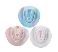 ORFOFE 3 Pezzi Mini Western Cowboy Hats Hair Clips Glitter Cowgirl Party Decorations For Women Tiny Disco Cap Accessories For Western Theme Cosplay Costume
