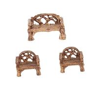 ORFOFE 3pezzi Mini Sedie in Materiale Sintetico per Giardino Mini Panchine da Esterno Decorazioni di Mobili in Miniatura per Vasche di Fiori e Micro Paesaggi