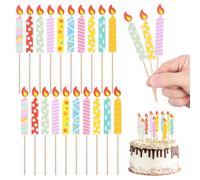 ORFOFE 40 Pezzi Candeline per Torta di Compleanno in Carta e Legno Colorate Decorazioni per Feste Forniture per Feste di Compleanno Decorazione Non Commestibile per Torte e Cupcake