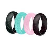 ORFOFE 4pezzi Anelli Sportivi Glitterati in Silicone Da Donna Anelli Semplici Per Fede Nuziale Impermeabili e Flessibili Per Allenamento e Nuoto