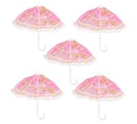 ORFOFE 5 Mini Ombrellino Parasole in per Accessorio Decorativo per Casa Miniatura e Motivi e Colori Casuali Colore Casuale