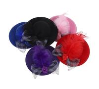 ORFOFE 5 Pezzi Mini Cappelli per Bambole Mini Cappellini Eleganti con Rete Decorativa per Tea Party e Accessori Casa delle Bambole Adatti per Feste e Progetti DIY