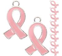 ORFOFE 50 pezzi Charm Nastro Rosa per Creazione Gioielli Accessori DIY Pendenti per Gioielli Senza Moschettone per Consapevolezza Prevenzione Tumore al Seno