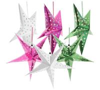 ORFOFE 6 Paralumi a Stella di Carta Pieghevoli 3D per Lanterne Natalizie Sospese Decorativi in Verde Rosa e Bianco Paralumi per Lampade a Sospensione per Soggiorno e Feste di