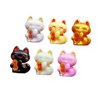 ORFOFE 6 Pezzi Miniature Lucky Cat Figurine Set Resin Japanese Waving Cat Decor For Garden And Compact Fortune Statue For DIY Micro Landscape And Home Office Ornament