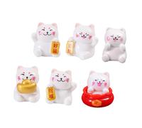 ORFOFE 6 Pezzi Miniature Lucky Cat Figurine Small Feng Shui Maneki Neko Statues For Car Desk Home Decor Compact Japanese Fortune Cat Ornaments For Luck And Prosperity