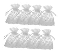 ORFOFE 8 pezzi Sacchetti in Rete con Coulisse Eleganti Borse Piccole in Pizzo Ricamato per Gioielli Organizzazione Versatile per Bomboniere Feste e Conservazione Personale