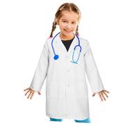 ORFOFE Camice da Dottore per Cotone con Stetoscopio Costume con Tasche Grandi per Giochi Ruolo Cosplay e Feste