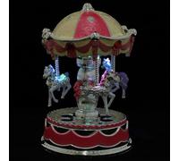 ORFOFE Carillon a Forma di Giostra in Resina Rosa, Scatola Musicale Creativa e Decorativa Luce Romantica, per Natale e Regali a Tema Musica