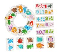 ORFOFE Carte Educative Doppia Faccia in Legno e Carta per Gioco Cognitivo Lettere e Numeri Giocattolo Didattico per Apprendimento Parole e Sviluppo Memoria Adatto Ragazzi e Ragazze